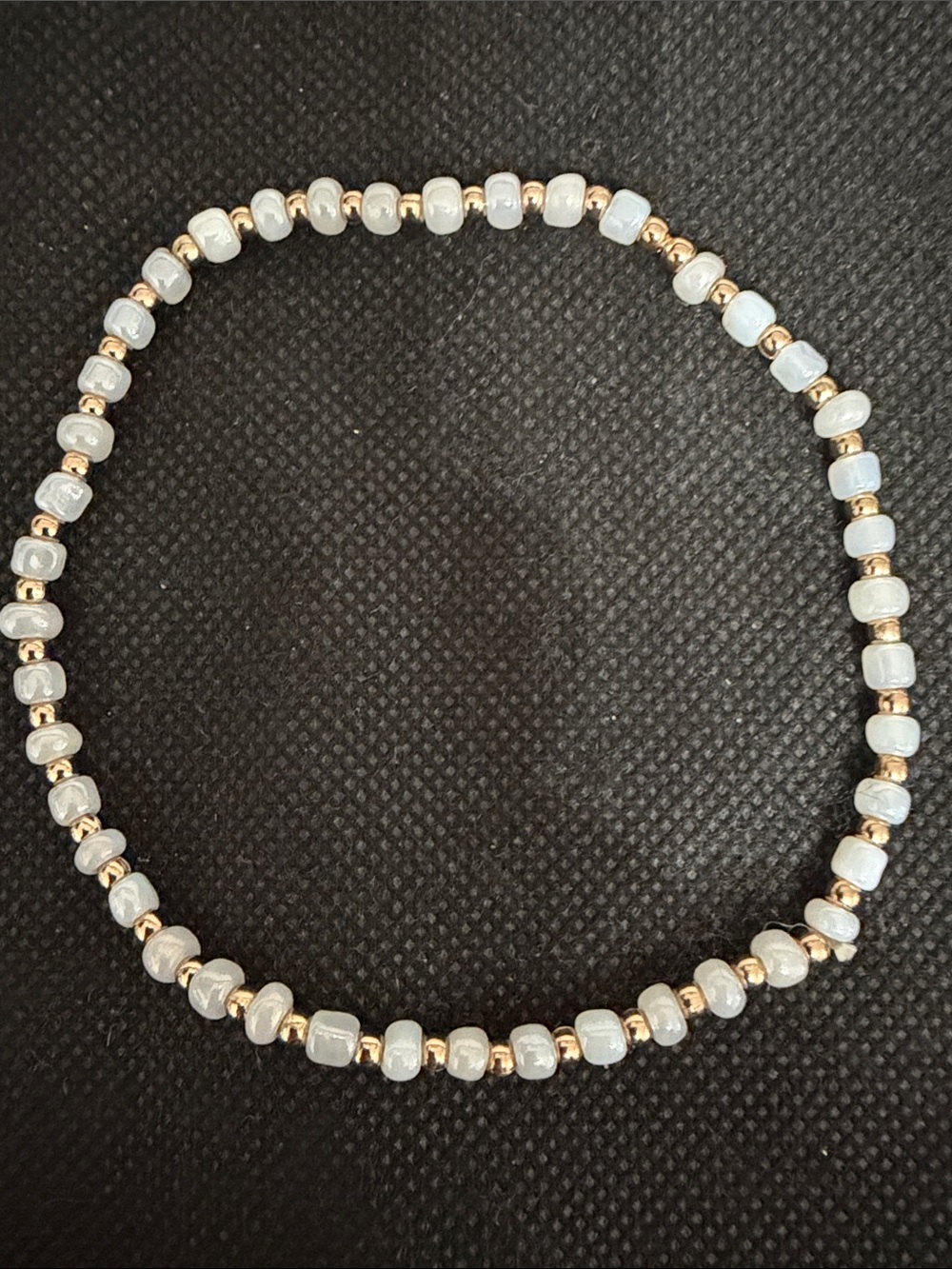 Vintage gold tone & faux pearl mini beaded bracelet/ anklet